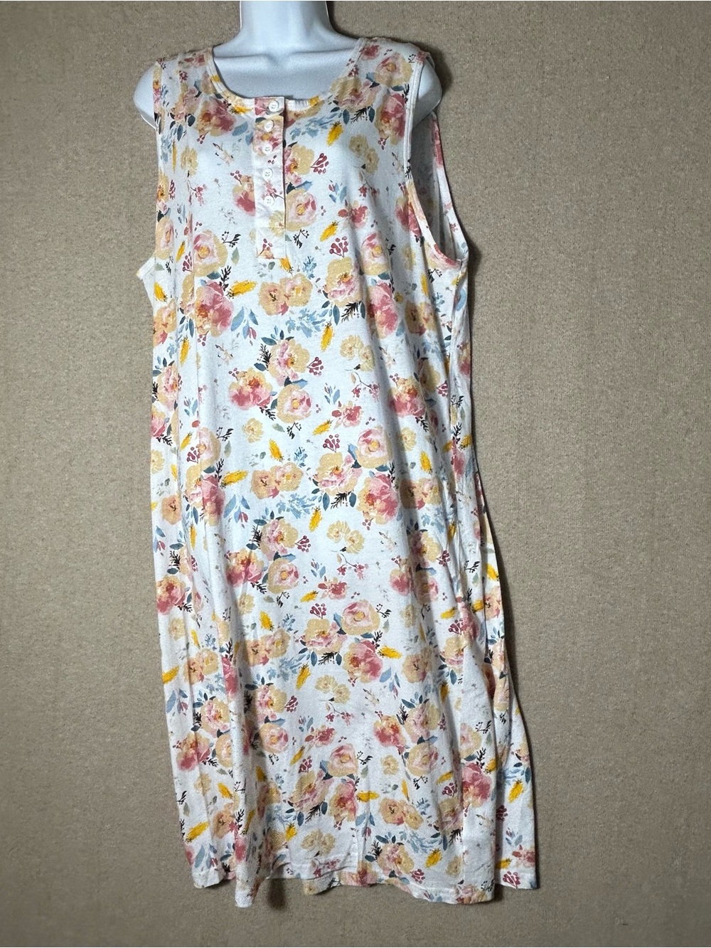 The Vermont Country Store Dress Womens L/XL Cotton Cottage Floral Sleeveless‎